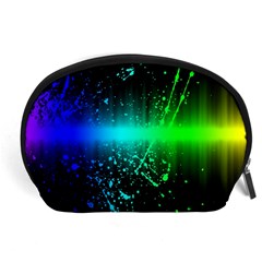 Space Galaxy Green Blue Black Spot Light Neon Rainbow Accessory Pouches (large) 