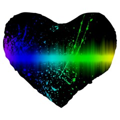 Space Galaxy Green Blue Black Spot Light Neon Rainbow Large 19  Premium Flano Heart Shape Cushions by Mariart