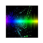 Space Galaxy Green Blue Black Spot Light Neon Rainbow Small Satin Scarf (Square) Front