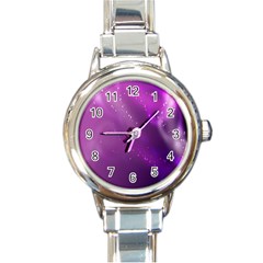 Space Star Planet Galaxy Purple Round Italian Charm Watch by Mariart