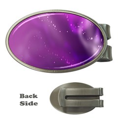 Space Star Planet Galaxy Purple Money Clips (oval)  by Mariart