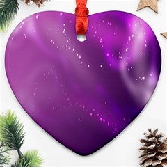 Space Star Planet Galaxy Purple Heart Ornament (two Sides) by Mariart