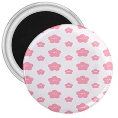 Star Pink Flower Polka Dots 3  Magnets