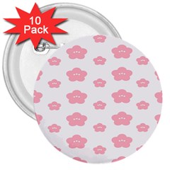 Star Pink Flower Polka Dots 3  Buttons (10 Pack)  by Mariart