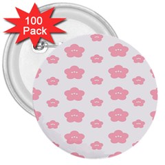 Star Pink Flower Polka Dots 3  Buttons (100 Pack)  by Mariart