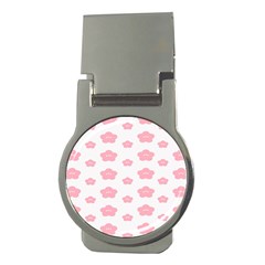 Star Pink Flower Polka Dots Money Clips (round) 