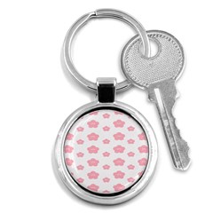 Star Pink Flower Polka Dots Key Chains (round)  by Mariart