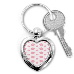 Star Pink Flower Polka Dots Key Chains (heart)  by Mariart