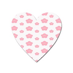 Star Pink Flower Polka Dots Heart Magnet by Mariart