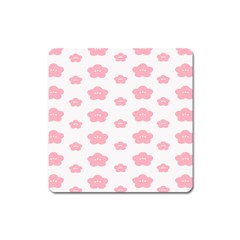 Star Pink Flower Polka Dots Square Magnet