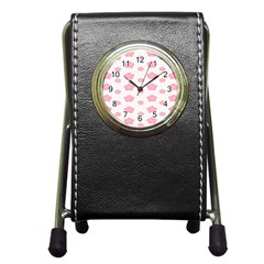 Star Pink Flower Polka Dots Pen Holder Desk Clocks by Mariart