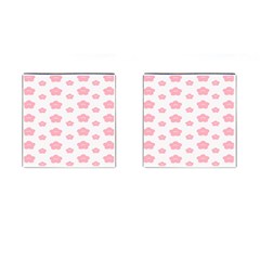 Star Pink Flower Polka Dots Cufflinks (square) by Mariart