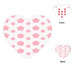 Star Pink Flower Polka Dots Playing Cards (heart)  by Mariart