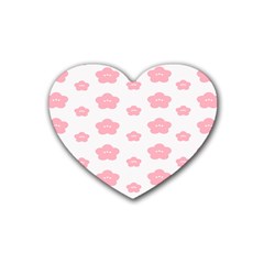 Star Pink Flower Polka Dots Heart Coaster (4 Pack) 