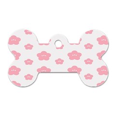 Star Pink Flower Polka Dots Dog Tag Bone (one Side) by Mariart