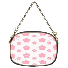 Star Pink Flower Polka Dots Chain Purses (two Sides) 