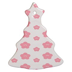 Star Pink Flower Polka Dots Ornament (christmas Tree) 