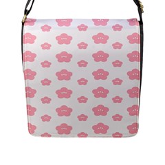 Star Pink Flower Polka Dots Flap Messenger Bag (l) 