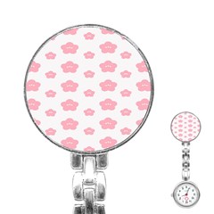 Star Pink Flower Polka Dots Stainless Steel Nurses Watch