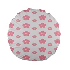 Star Pink Flower Polka Dots Standard 15  Premium Flano Round Cushions