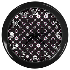 Sunflower Star Floral Purple Pink Wall Clocks (black) by Mariart