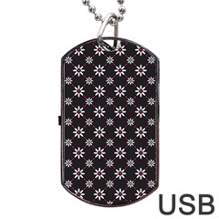 Sunflower Star Floral Purple Pink Dog Tag USB Flash (Two Sides)