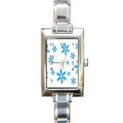 Star Flower Blue Rectangle Italian Charm Watch