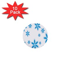 Star Flower Blue 1  Mini Buttons (10 Pack) 