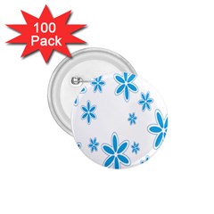 Star Flower Blue 1 75  Buttons (100 Pack) 