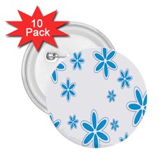 Star Flower Blue 2 25  Buttons (10 Pack) 