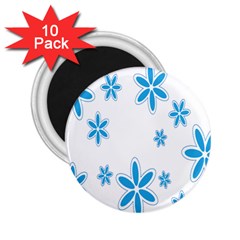 Star Flower Blue 2 25  Magnets (10 Pack) 