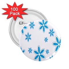 Star Flower Blue 2 25  Buttons (100 Pack)  by Mariart