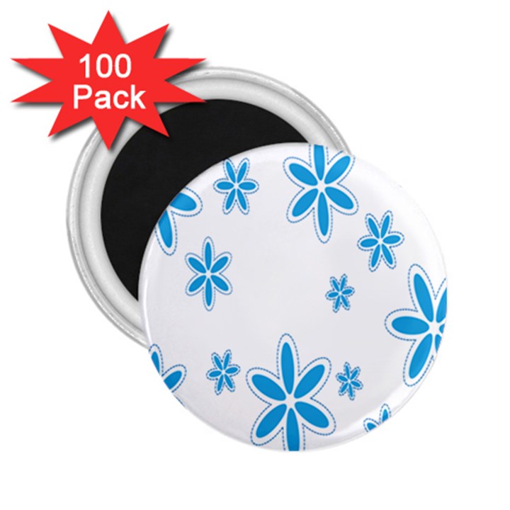 Star Flower Blue 2.25  Magnets (100 pack) 