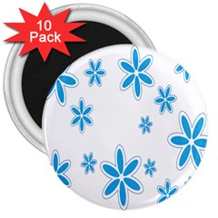 Star Flower Blue 3  Magnets (10 Pack)  by Mariart