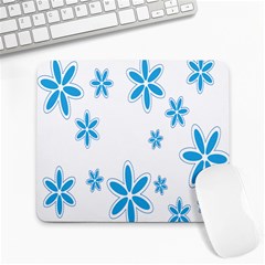 Star Flower Blue Large Mousepads by Mariart