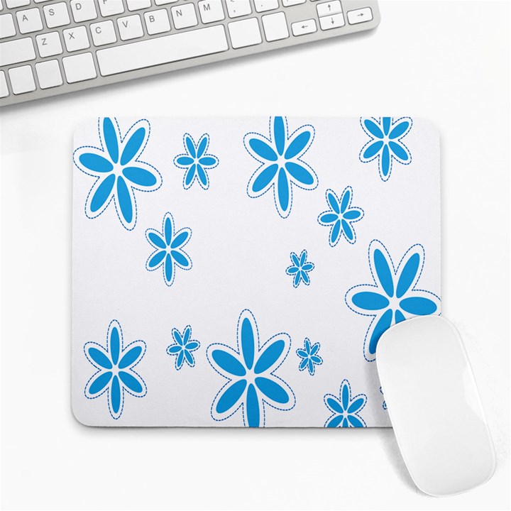 Star Flower Blue Large Mousepads