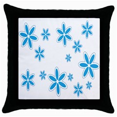 Star Flower Blue Throw Pillow Case (black)