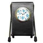 Star Flower Blue Pen Holder Desk Clocks Front