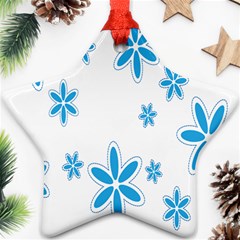 Star Flower Blue Star Ornament (two Sides)