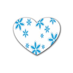 Star Flower Blue Heart Coaster (4 Pack)  by Mariart