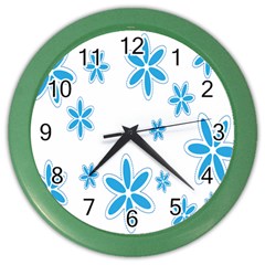 Star Flower Blue Color Wall Clocks