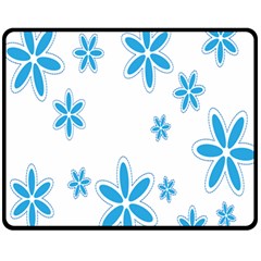 Star Flower Blue Fleece Blanket (medium)  by Mariart