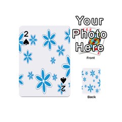 Star Flower Blue Playing Cards 54 (mini)  by Mariart