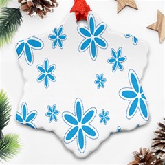 Star Flower Blue Ornament (snowflake) by Mariart