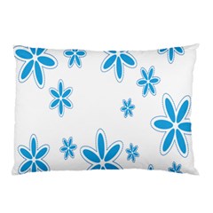 Star Flower Blue Pillow Case (two Sides)