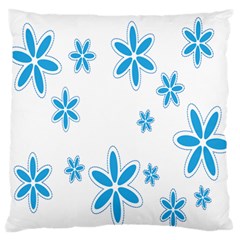 Star Flower Blue Large Flano Cushion Case (two Sides)