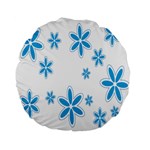 Star Flower Blue Standard 15  Premium Flano Round Cushions Front