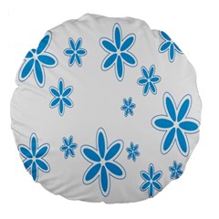 Star Flower Blue Large 18  Premium Flano Round Cushions