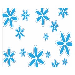 Star Flower Blue Double Sided Flano Blanket (small) 