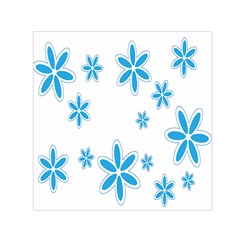 Star Flower Blue Small Satin Scarf (square)